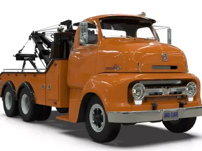 Vintage COE Tandem Axle Wrecker Truck Holmes 850 Recovery System 3D model