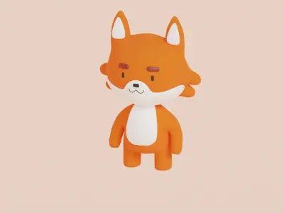 Cute 3d FOX Low-poly 3D model
