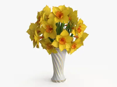 Narcissus  Bouquet Flowers Low-poly 3D model