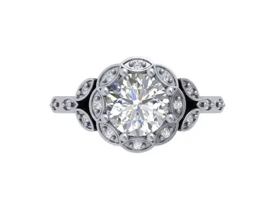 Solitaire Engagement Art Deco Ring  3D print model