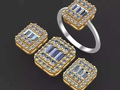 Diamond Solitaire Baguette Ring 3D print model