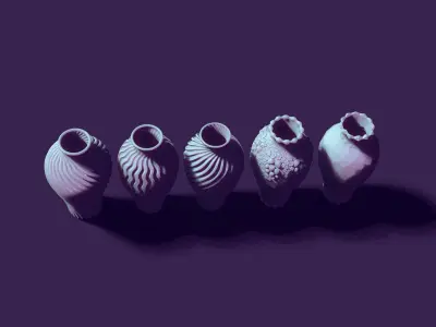 Set of five vases 3D print model