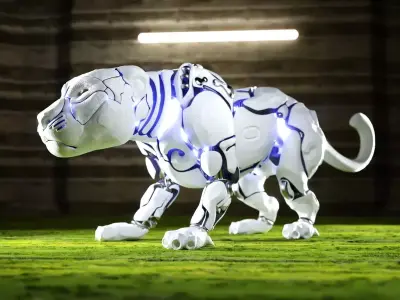 Robot Panther sci fi Low-poly 3D model