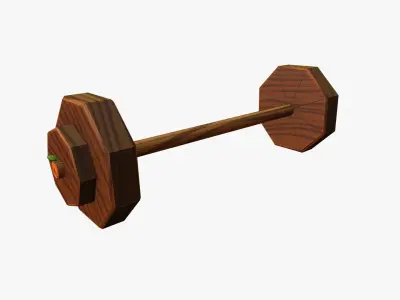 Cartoon Wooden Barbell Low-poly 3D model