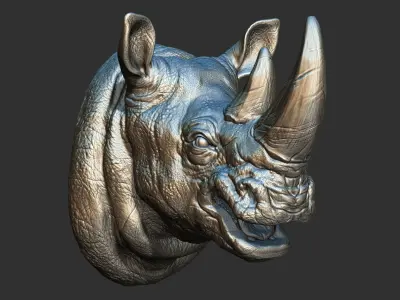 Rhinoceros angry head 3D print model