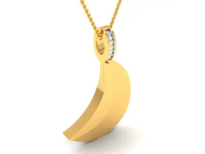 Solitaire Women Moon Pendant 3DM STL OBJ FBX Render Details 3D print model