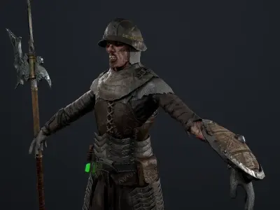 Zombie Spearman Low-poly 3D model