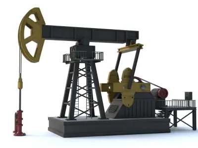 Oil Pumpjack Rigged and Animated Low-poly 3D model