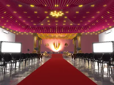 Realistic Indian Wedding Convention Hall Scene 3D model