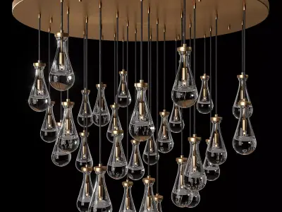 Rain Round Chandelier 60 RH 3D model