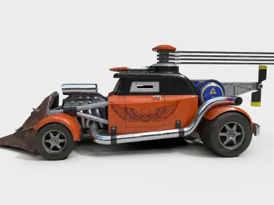 Post-Apocalyptic Car Low-poly 3D model