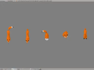 Foxes polygonal fox Low-poly 3D model