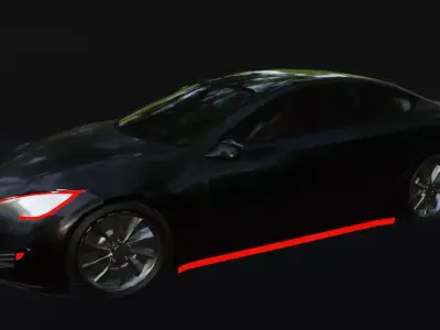 tesla with red lights Free 3D model