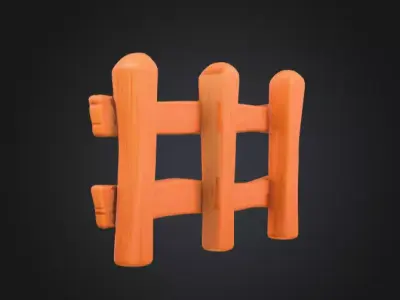 Wooden Cartoon Fence Low-poly 3D model