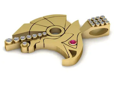 EAGLE FACE DIAMOND PENDANT 3D PRINTABLE MODEL  3D print model