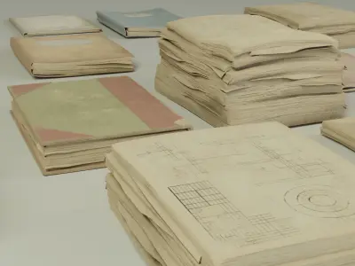 Paper stuff pack Low-poly 3D model