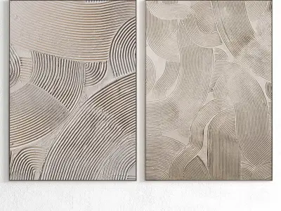 Plaster Two Photo Frame 345 Low-poly 3D model