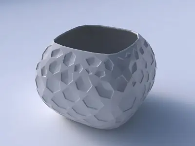 Bowl semi-quadratic with crystal dents 3D print model