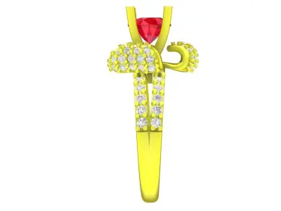 Luxury Multi Petal Gemstone Floral Ring 3D Model for Fine  5284 3D print model