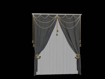 Curtain - Set 02 Low-poly 3D model