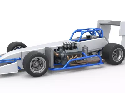 Supermodified front engine race car V4 Scale 1 to 25 3D print model