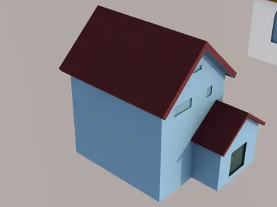 house city with lighthouse Low-poly 3D model