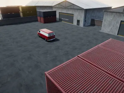80s Industrial Van unity asset Low-poly 3D model