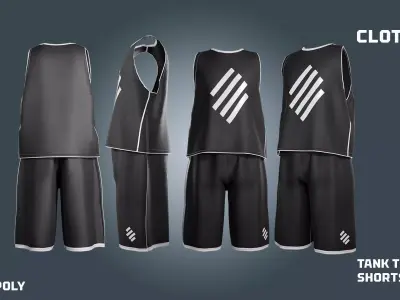 tank-top and short -clothyfic outfit Low-poly 3D model