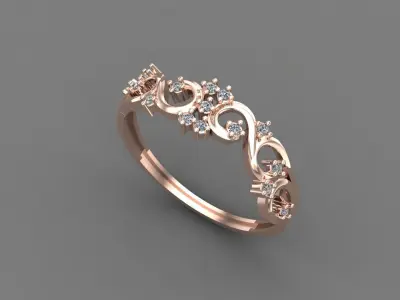 Women Ring Diamond Stone STL 3DM Lightweight Printable 3D print model 74