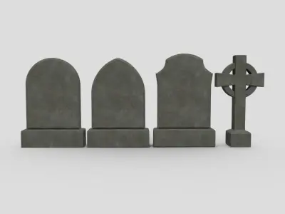 Tombstone Pack Low-poly 3D model