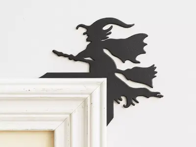 Halloween Door Corner Decor - Flying Witch Shaped 3D print model