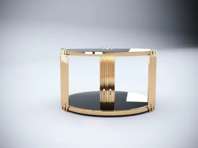  3D Brass and Glass Modern Coffee Table  3D model
