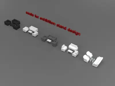 3D Furniture Pack for Fair and Exhibition Stands Low-poly 3D model