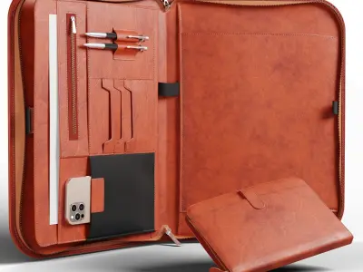 Closed Leather purse Low-poly 3D model