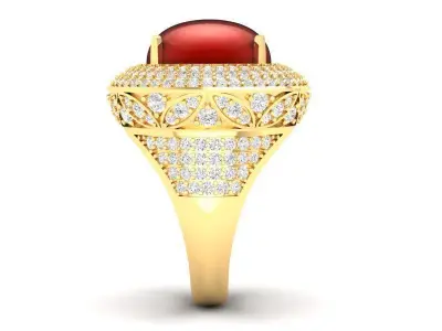 Luxury Red Stone Men Ring 499 3D print model
