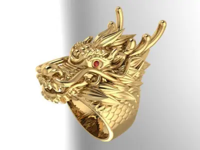 Ring Dragon jewelry 3d  3D print model