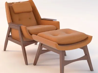 Adrian Pearsall Lounge Chair with Ottoman 3D model