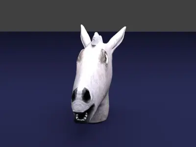 Horse Mask White Low-poly 3D model