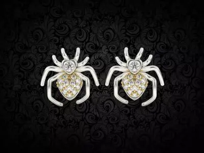 Spider Diamond Earring stud 3D print model