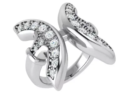 Half Circle Diamond Ring 3811 3D print model