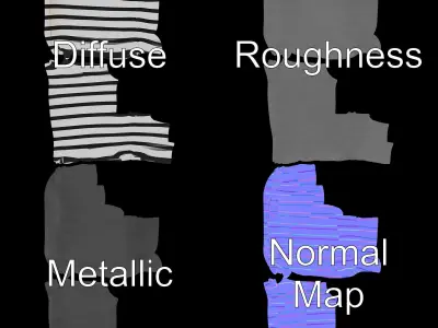 Striped Pillow D Model Pack Low-poly 3D model