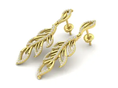 AV 351 Diamond Ladies Leaf Drop Shaped Earrings 3D print model