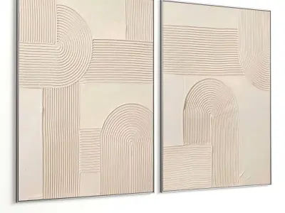 Plaster Two Photo Frame 355 Low-poly 3D model