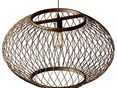Natural Round Bamboo Hanging Pendant Lights 3D model