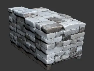 Ultra realistic Bricks Scan Low-poly 3D model