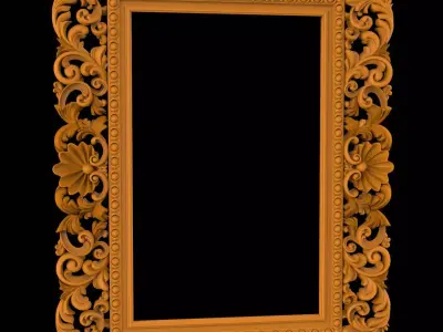 Carved CNC 3D rectangular model of mirror frame 3D print model 3D print model