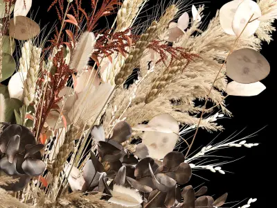 Decorative Bouquets Of Dried Flowers In A Vase 259 3D model