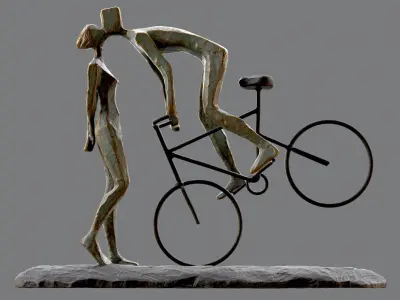 Cyclist In Love Handmade Statue Home Decor Art 3D model