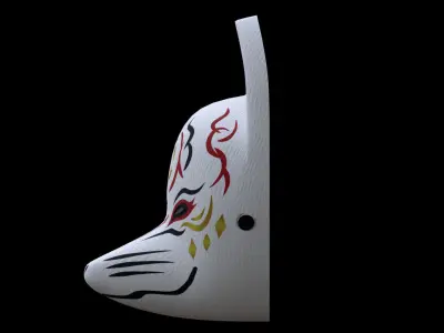 Japanese Fox Mask 3D Model 3D model