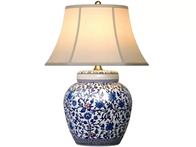 Ralph Lauren Chinoiserie Porcelain Nightstand Asian Table Lamps 3D model